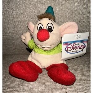 VINTAGE DISNEY STORE CINDERELLA GUS MOUSE STUFFED ANIMAL PLUSH BEAN BAG‎ NEW TAG